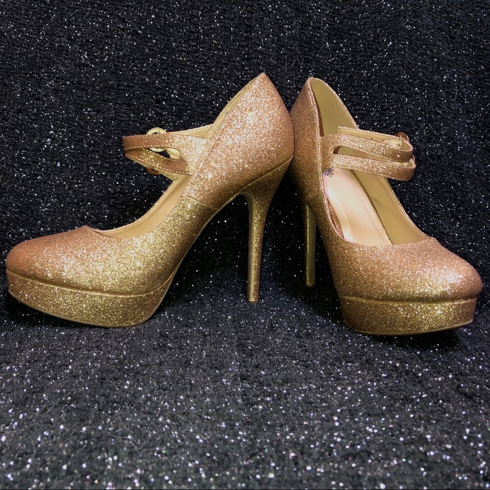 5” Gold Glitter Stiletto Pumps